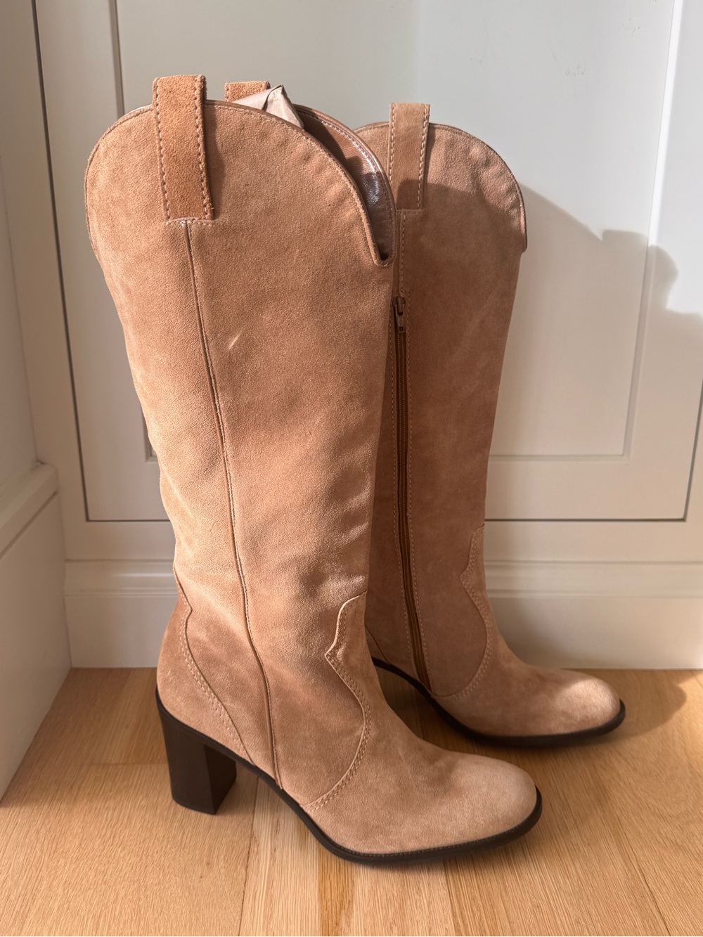 Franco Sarto Tan Suede Western Style Boots